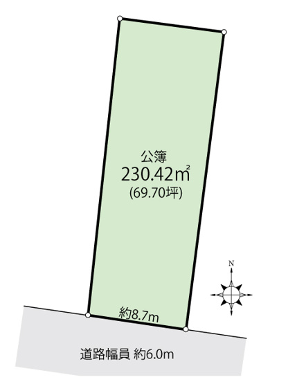 【土地図】 | 【建築条件なし】横手市増田町田町 区画の整った住宅街 南向きの69.7坪 住宅用地