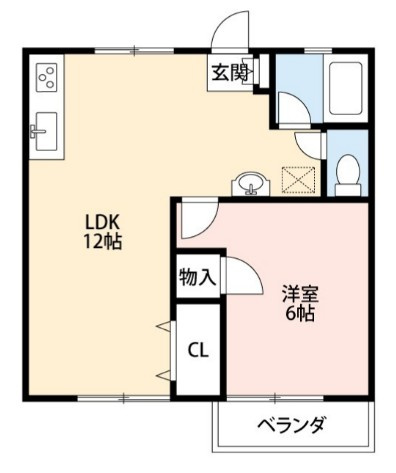 【間取り】 | クレール坂下Ｂ棟 | １ＬＤＫの間取り！
