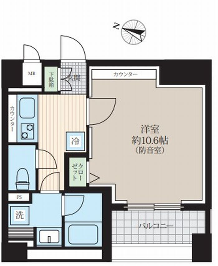 「防音マンション」343 RESIDENCE HONKOMAGOME Ⅰの間取り|10.6帖の防音室です