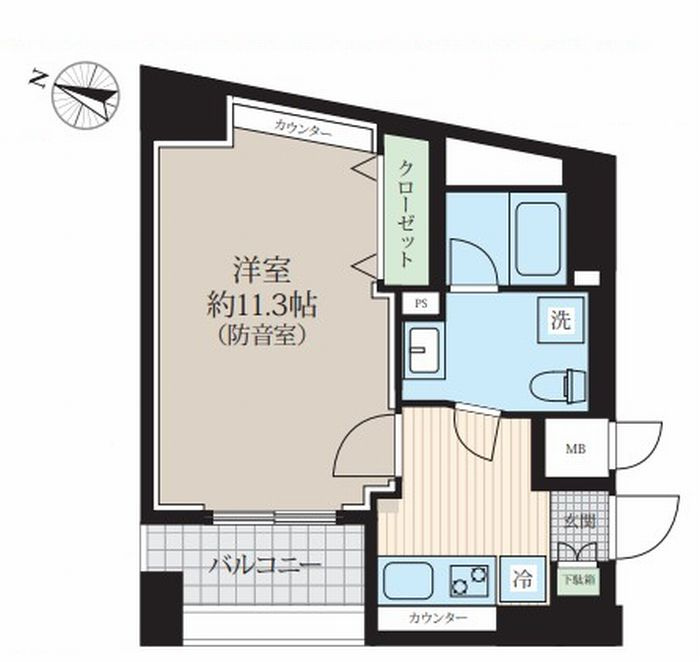 「防音マンション」343 RESIDENCE HONKOMAGOME Ⅱの間取り|11.3帖の防音室です