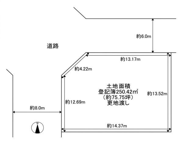 香芝市関屋北７丁目の売地の土地図