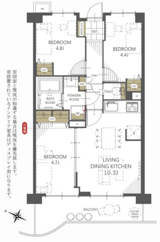 【間取り】 | ライオンズマンション川越南古谷第3