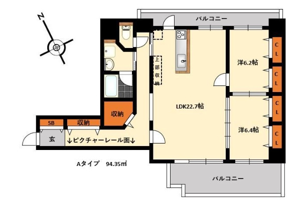 フォンターナガーデン博多駅前の間取り|使いやすい間取りです。