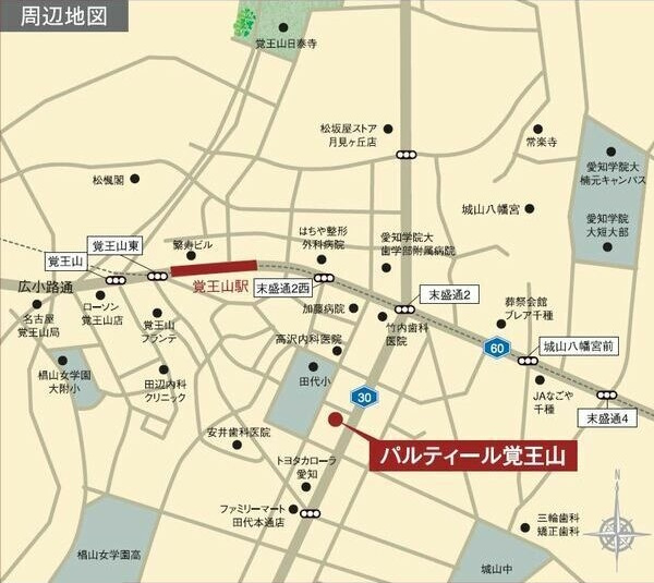パルティール覚王山の地図