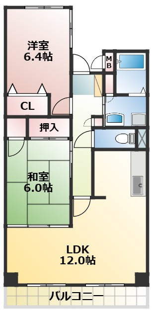 熊本市東区新外３丁目の賃貸マンションの間取り