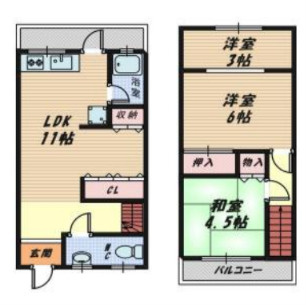 下田町テラスハウスの間取り