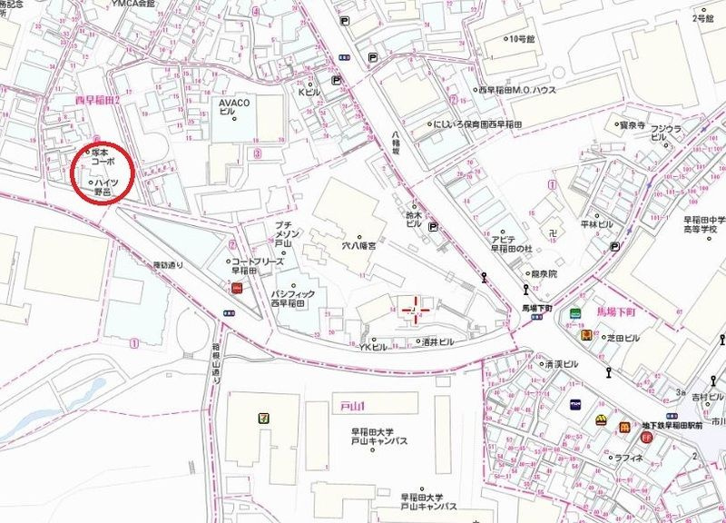 ドゥーエ早稲田の地図