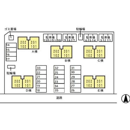 熊本市南区平成１丁目のアパートの区画図