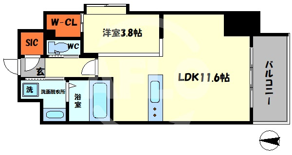 アバンティうめきた　大淀小学校区の間取り|Avanti ume-kita（アバンティうめきた）　開放感のある間取り