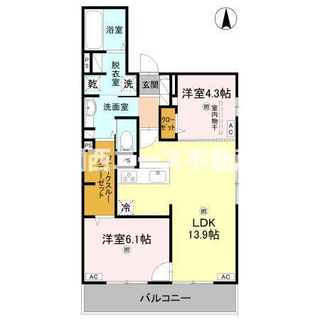 【間取り】 | D-ROOM高井田元町 