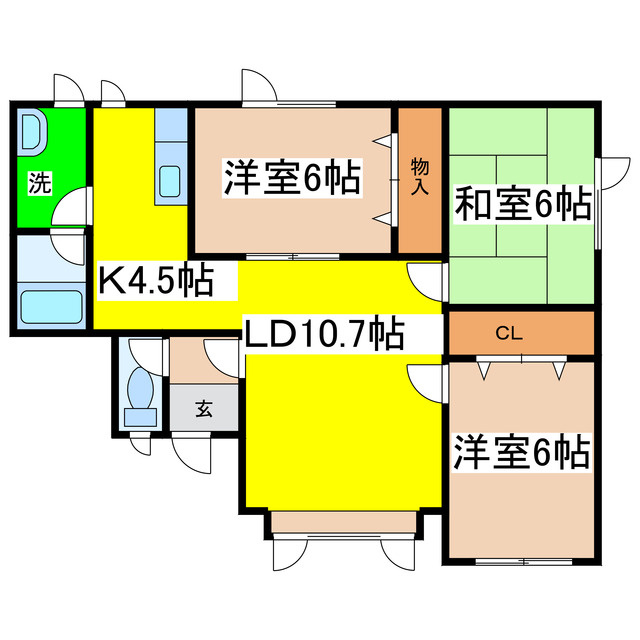 拓穂ハイツ (新開)の間取り