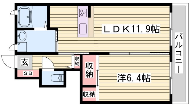 姫路市広畑区才のハイツの間取り