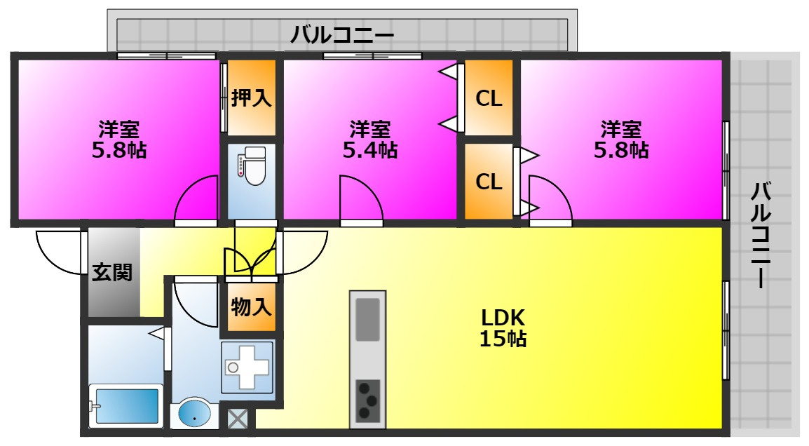 ラングルデュ高宮の間取り