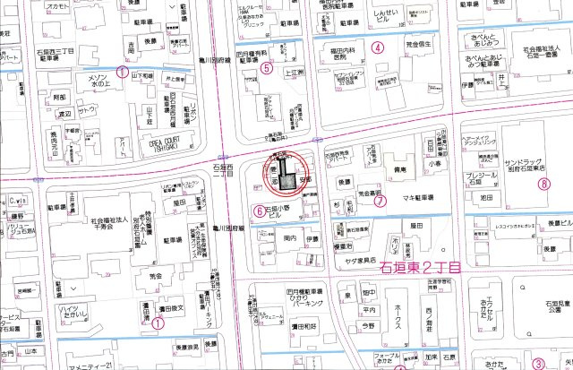 別府市石垣東2丁目の地図