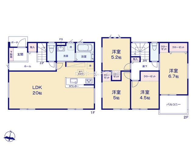【間取り】 | あま市七宝町秋竹四町田812-17『仲介料無料』新築戸建て | 1号棟