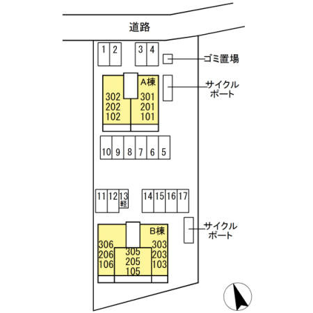 エスポワール合川Bの駐車場