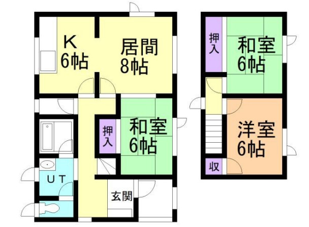 室蘭市絵鞆町2丁目26-21戸建の間取り