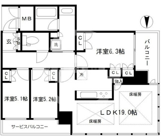 【間取り】 | グランドメゾン新梅田タワー　大淀小学校区 | グランドメゾン新梅田タワー　開放感のある間取り