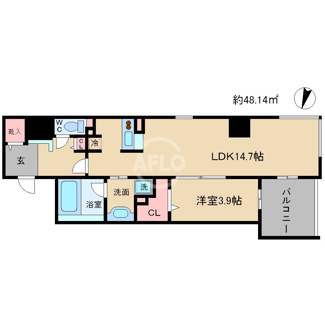 【間取り】 | Y's Court 東梅田　扇町小学校区 | Y's　Court東梅田（ワイズコートヒガシウメダ）　開放感のある間取り