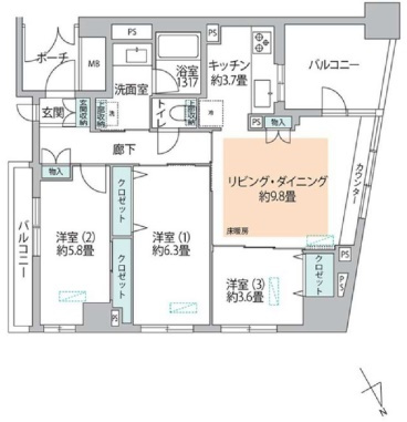 コスモ上野パークサイドシティの間取り