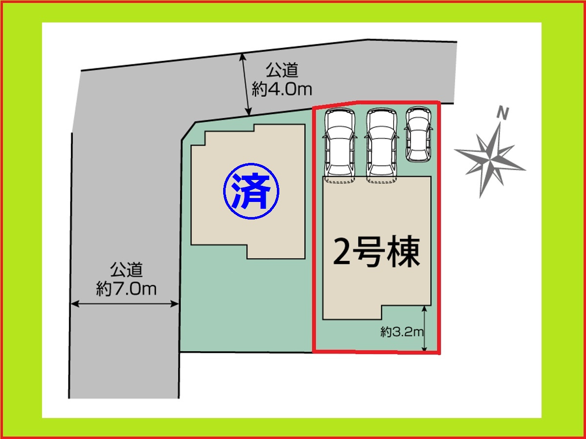 あま市篠田向島の新築一戸建の区画図|◇２号棟◇