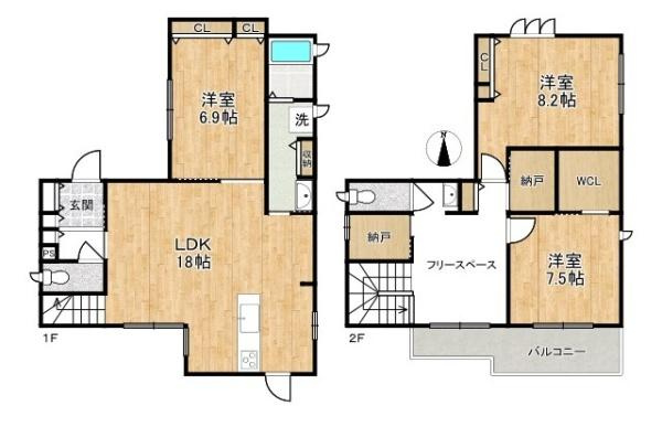 北葛城郡王寺町南元町３丁目　一戸建の間取り