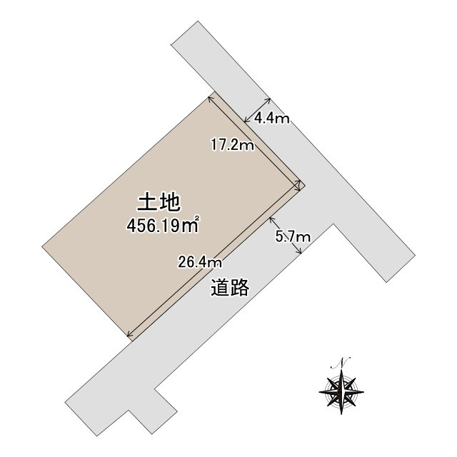 売土地　静岡市駿河区八幡４丁目の土地図|約137坪のゆとりある敷地。約26.4m接道で車の出入りもスムーズ、多彩なプランに対応できる売土地です。