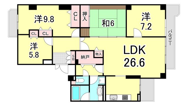 白鷹松下町マンションの間取り