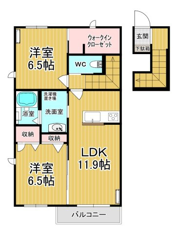 【間取り】 | パームガーデンＡ | 日当たり良好☆オール洋間です♪