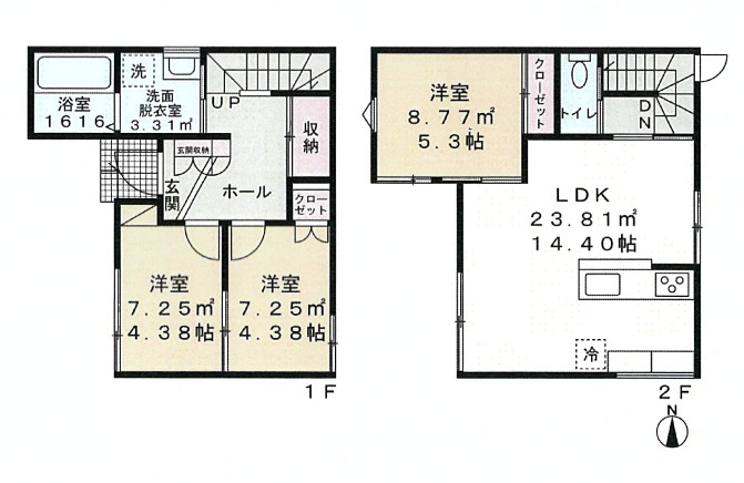 JR土山駅まで徒歩9分　二見町福里　新築戸建の間取り