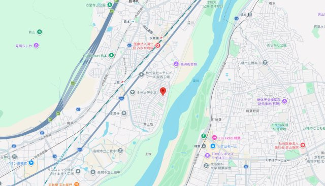 高槻市淀の原町貸家の地図