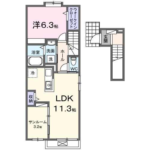 【間取り】 | サンセールⅡ　Ａ