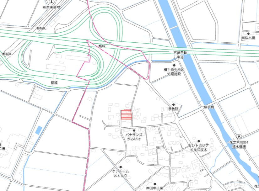 都城市高城町桜木の売地の土地図
