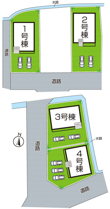 神崎郡福崎町福崎新　第3期　新築一戸建ての区画図|全4区画