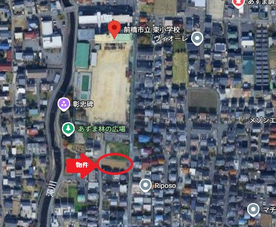 前橋市箱田町　売地の地図|東小学校近くでお子様の通学も安心です♪