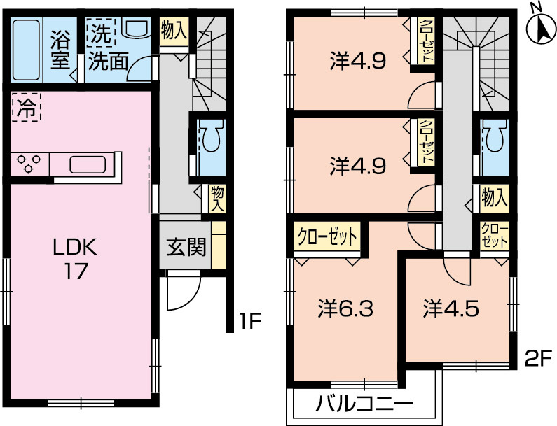 座間市新田宿　全3区画の土地図＋建物プラン例|A区画プラン図