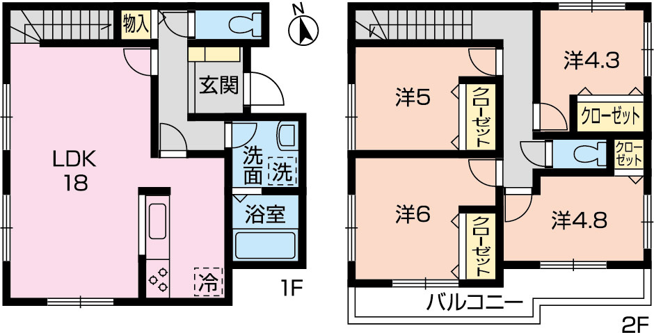 座間市新田宿　全3区画の土地図＋建物プラン例|B区画プラン図
