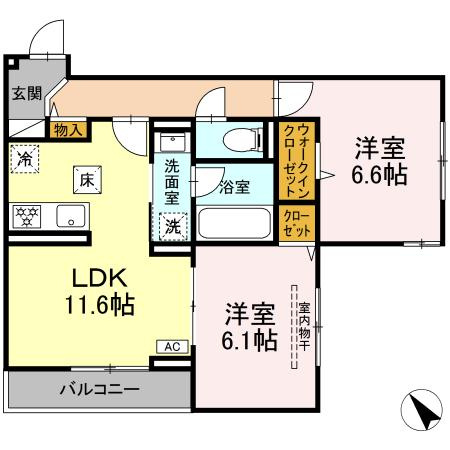 D Paina 鴨居Ⅱの間取り