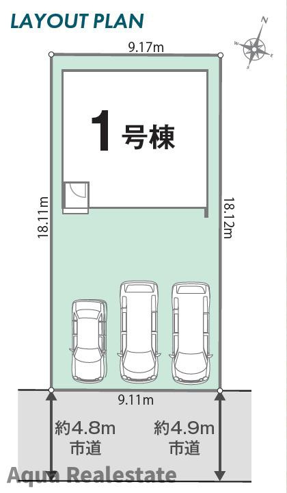 リナージュ徳島市北沖洲1丁目　01期の前面道路含む現地写真
