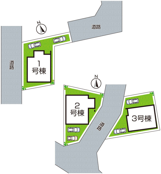 ★大津市雄琴　第5期　新築一戸建ての区画図|全３区画