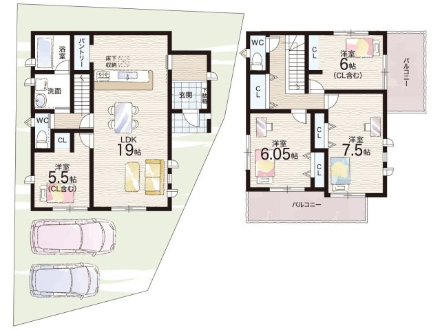 大津市雄琴　第5期　新築一戸建ての間取り|2号地