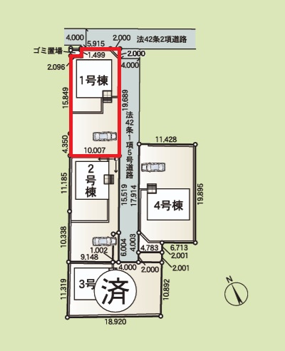 Cradlegarden　 ひたちなか市津田　第3　1の区画図|敷地面積約64坪。気になる他の物件と合わせての現地ご案内も可能です。お気軽にお問い合わせください。

