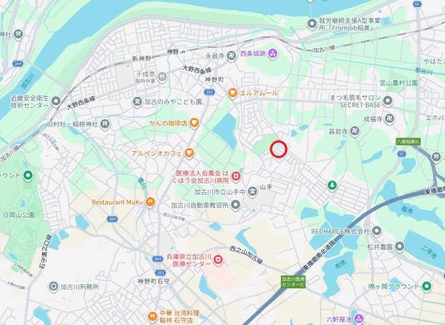 加古川市山手2丁目　　JR「神野駅」徒歩18分の地図