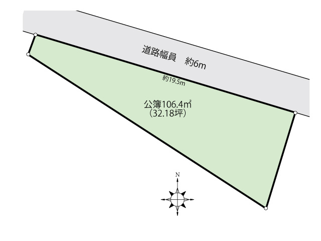 【土地図】 | 【建築条件なし】大仙市大曲福見町 解体更地渡し32.18坪 コンパクトハウスの住宅用地や事業用、駐車場用地に