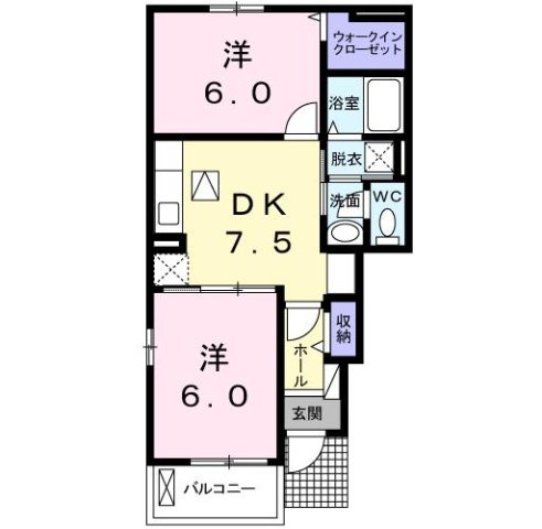 北九州市八幡西区木屋瀬２丁目のアパートの間取り