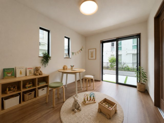 青梅市裏宿町　新築戸建全4棟の洋室|【洋室1】LDKに隣接した6.5帖の洋室。お子様の遊び場や子供部屋、客間など多目的に活用できます。※家具はCGイメージです。