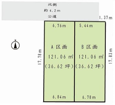 川越市新宿町2丁目　建築条件なし売地　東武東上線『川越駅』徒歩10分　【仙波小学区】の土地図