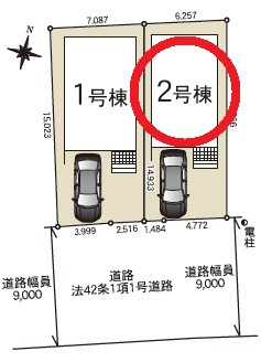 豊田市保見ヶ丘第12　新築分譲住宅　全2棟　2号棟の区画図