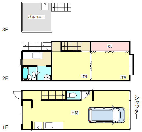 二葉町3丁目店舗付住宅（テナント）の間取り