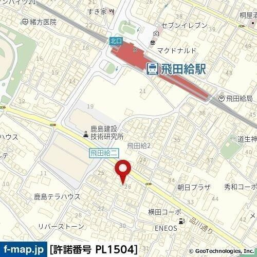 調布市飛田給２丁目のアパートの地図